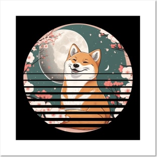 Shiba Inu Dog, Cherry Blossom, Japanese Style Posters and Art